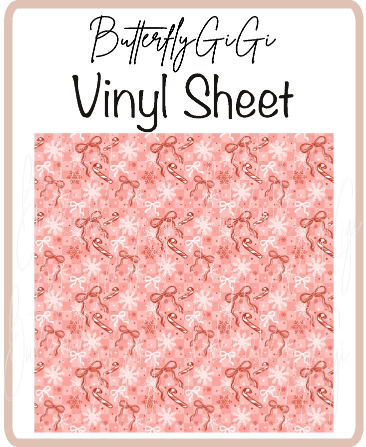 Peppermint Bows Vinyl Sheet