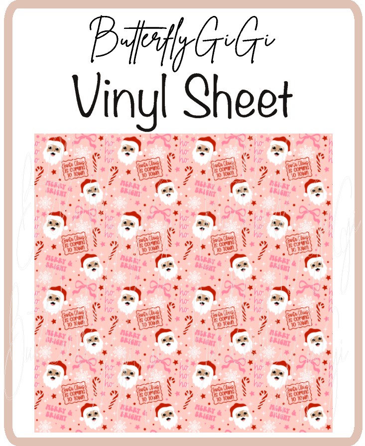 Santa Coming W/B Vinyl Sheet