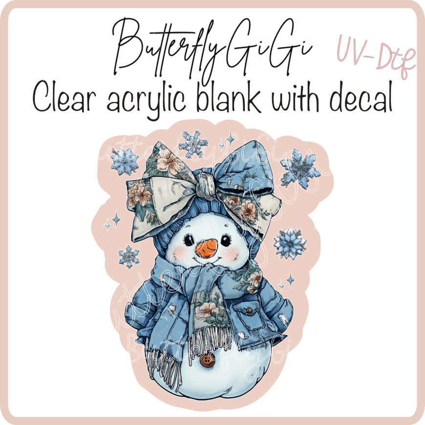 Winter Blue Snowman UvDTF