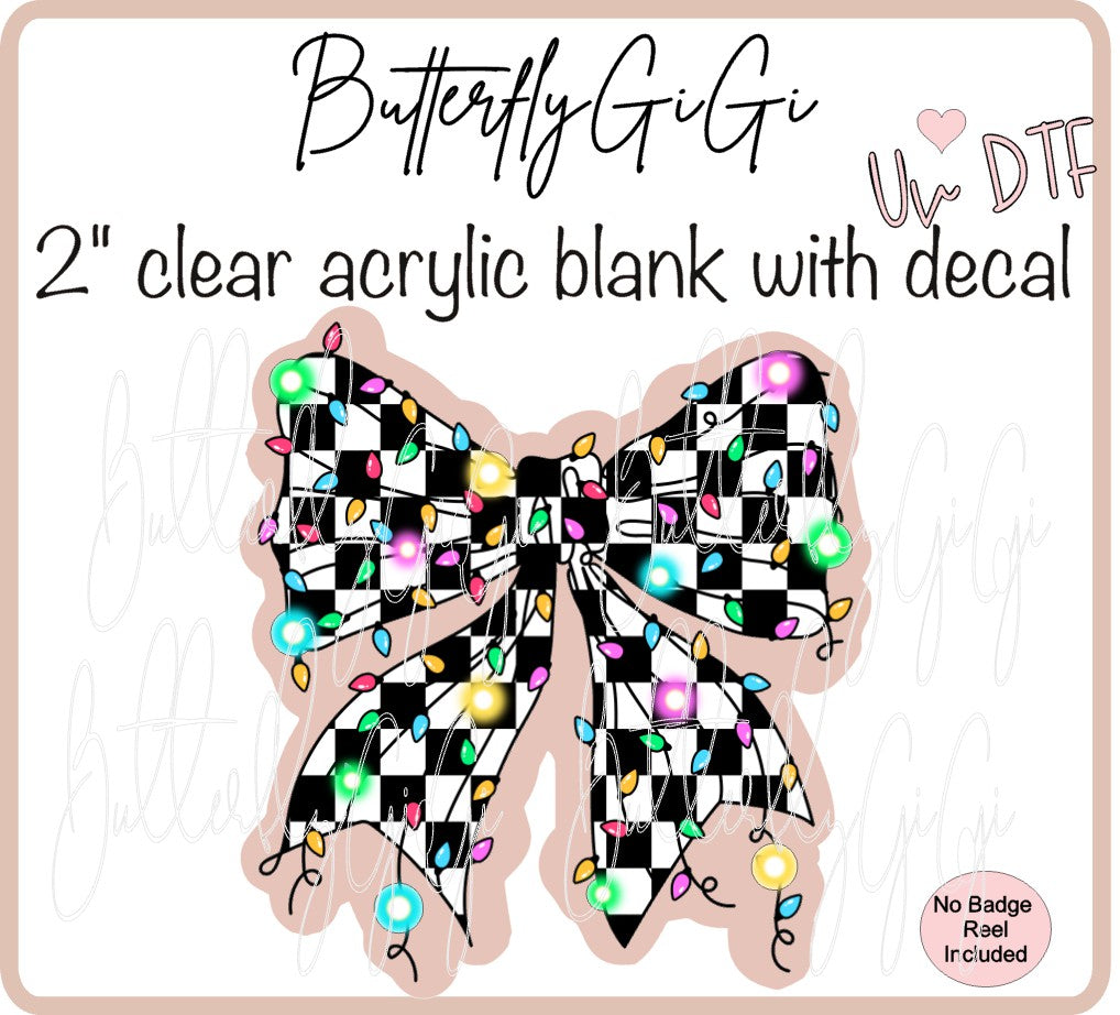 UVDTF Christmas Checkered Bow Lights