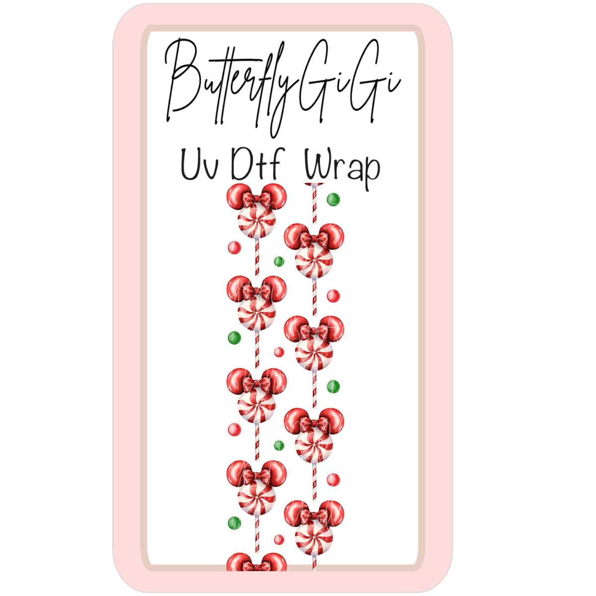 Wrap Christmas Peppermint Ears Stick UV Dtf