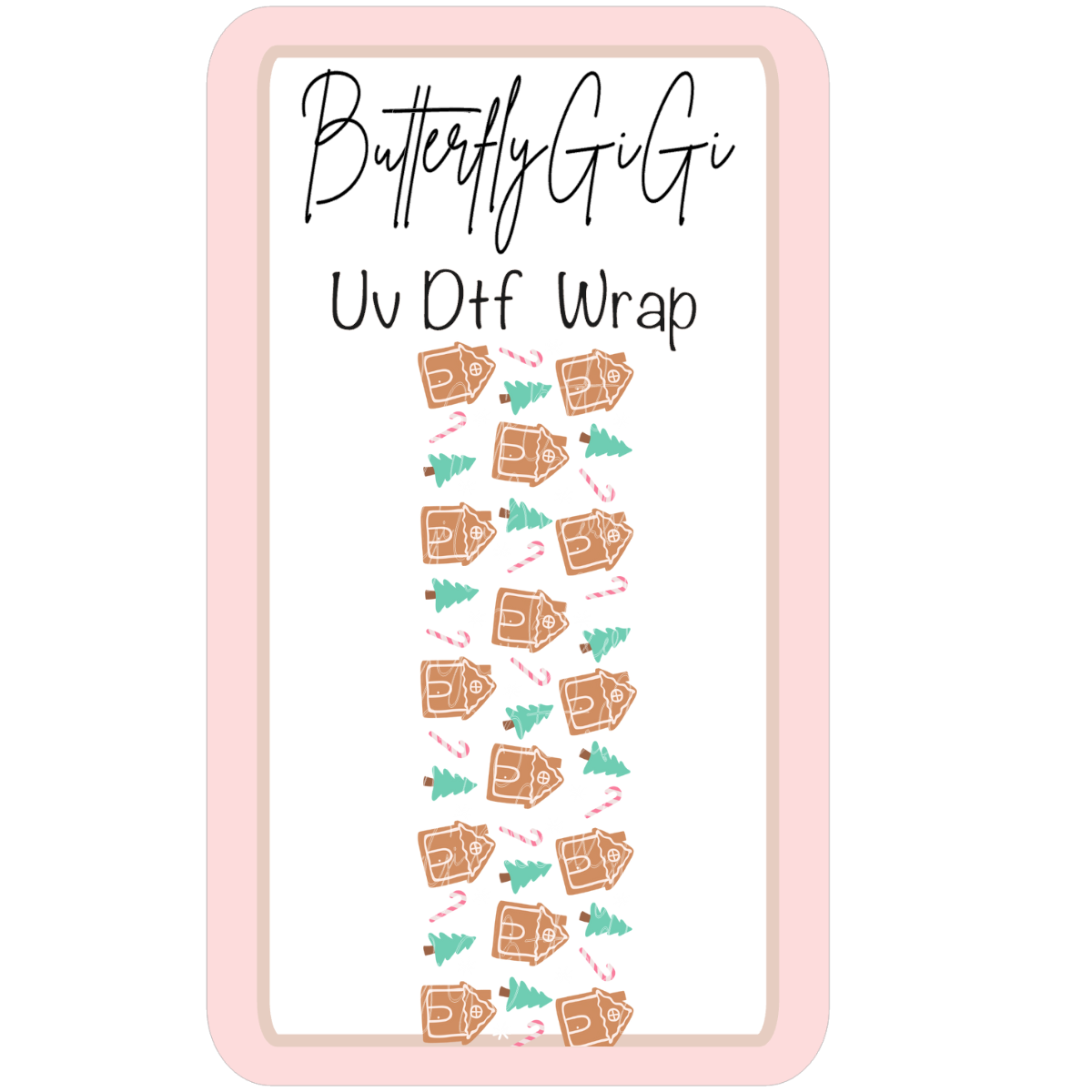 Wrap Christmas Gingerbread House UV Dtf