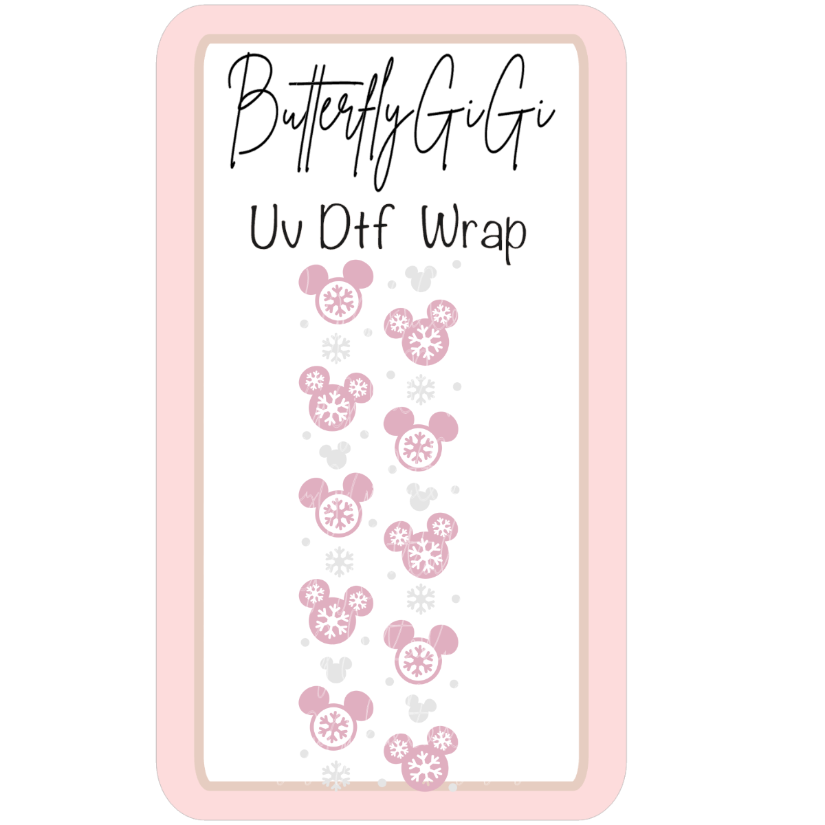 Wrap Christmas Pink Ears Snow flake UV Dtf