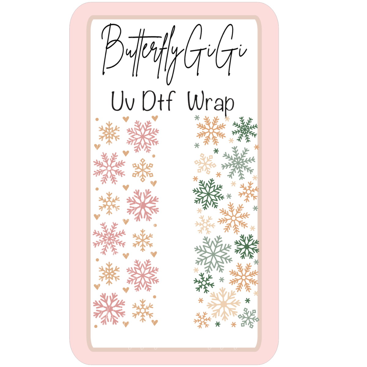 Wrap Snowflakes Pink Green