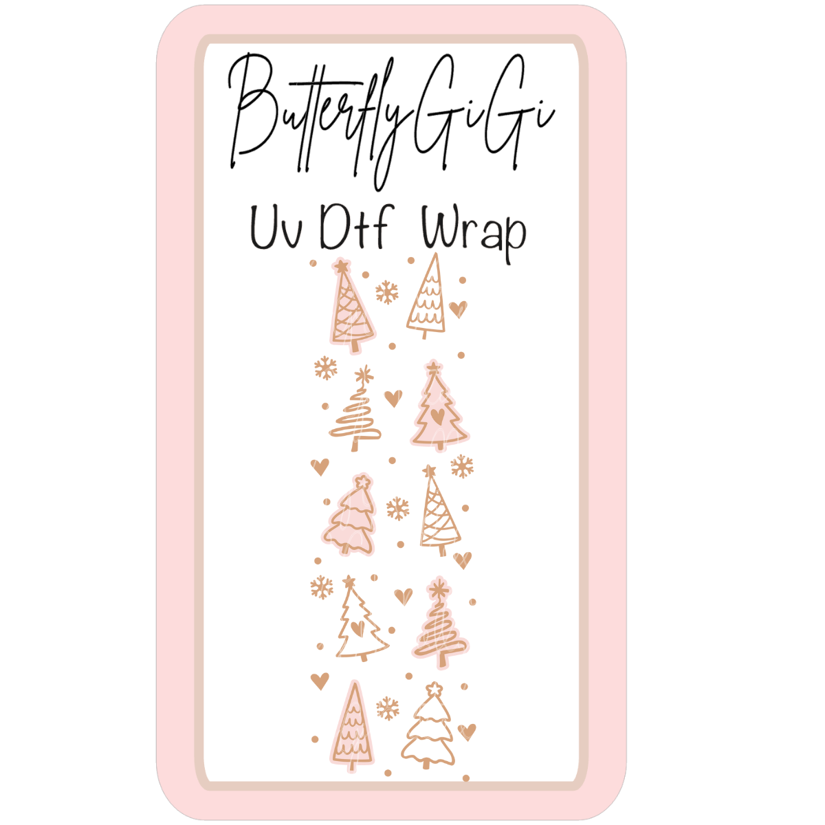 Wrap Pink squiggle Christmas tree UV Dtf