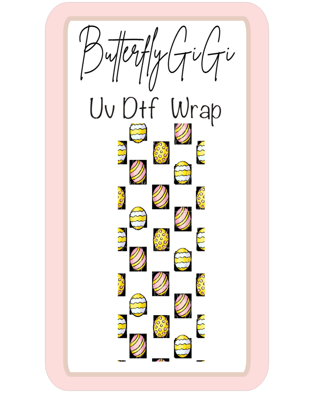Wrap Yellow Pink Checkered Eggs UvDTF
