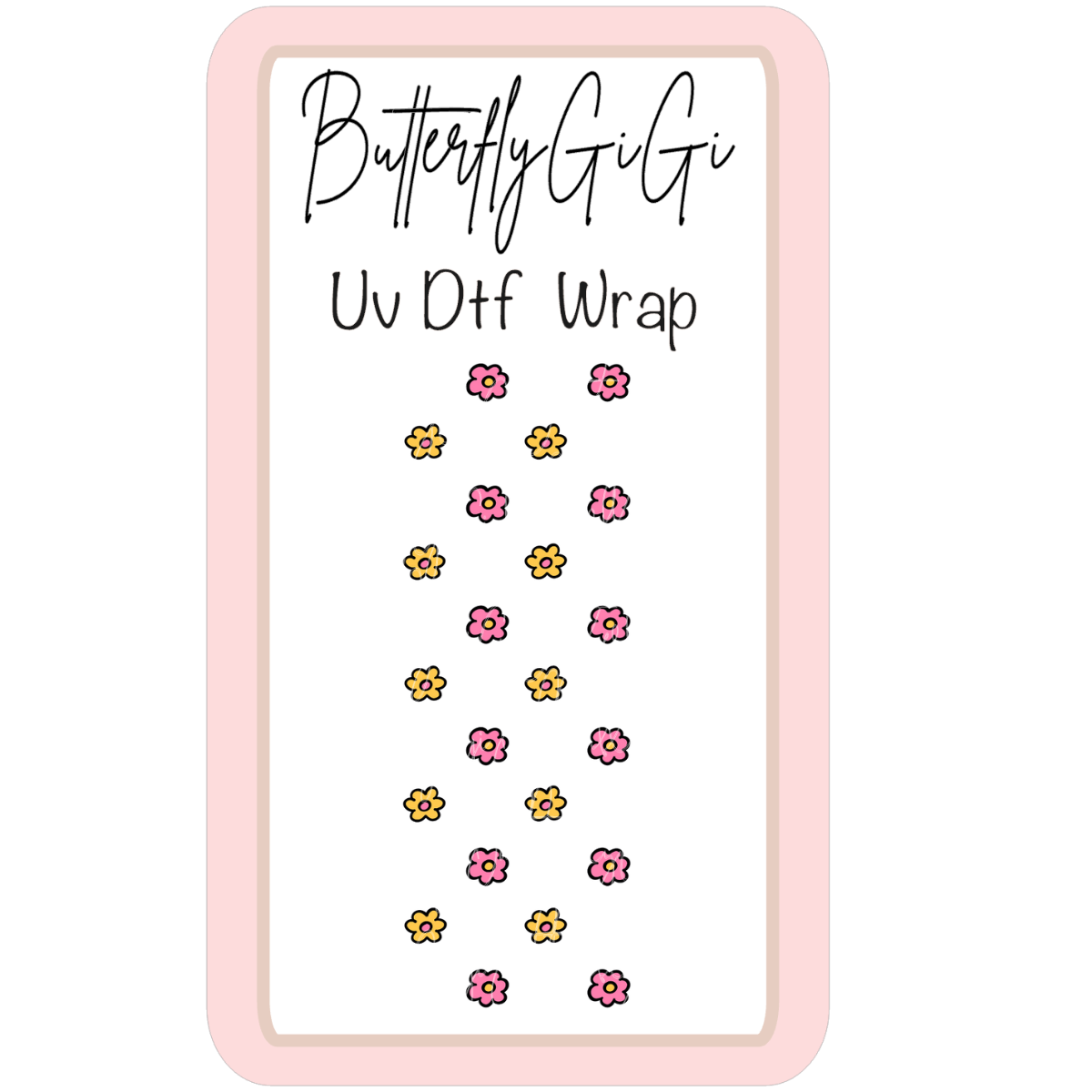 Wrap Yellow Pink Daisy UV Dtf
