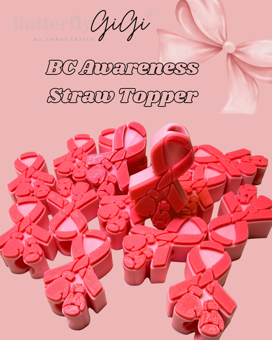 BC Awareness Straw Topper 3D Printed