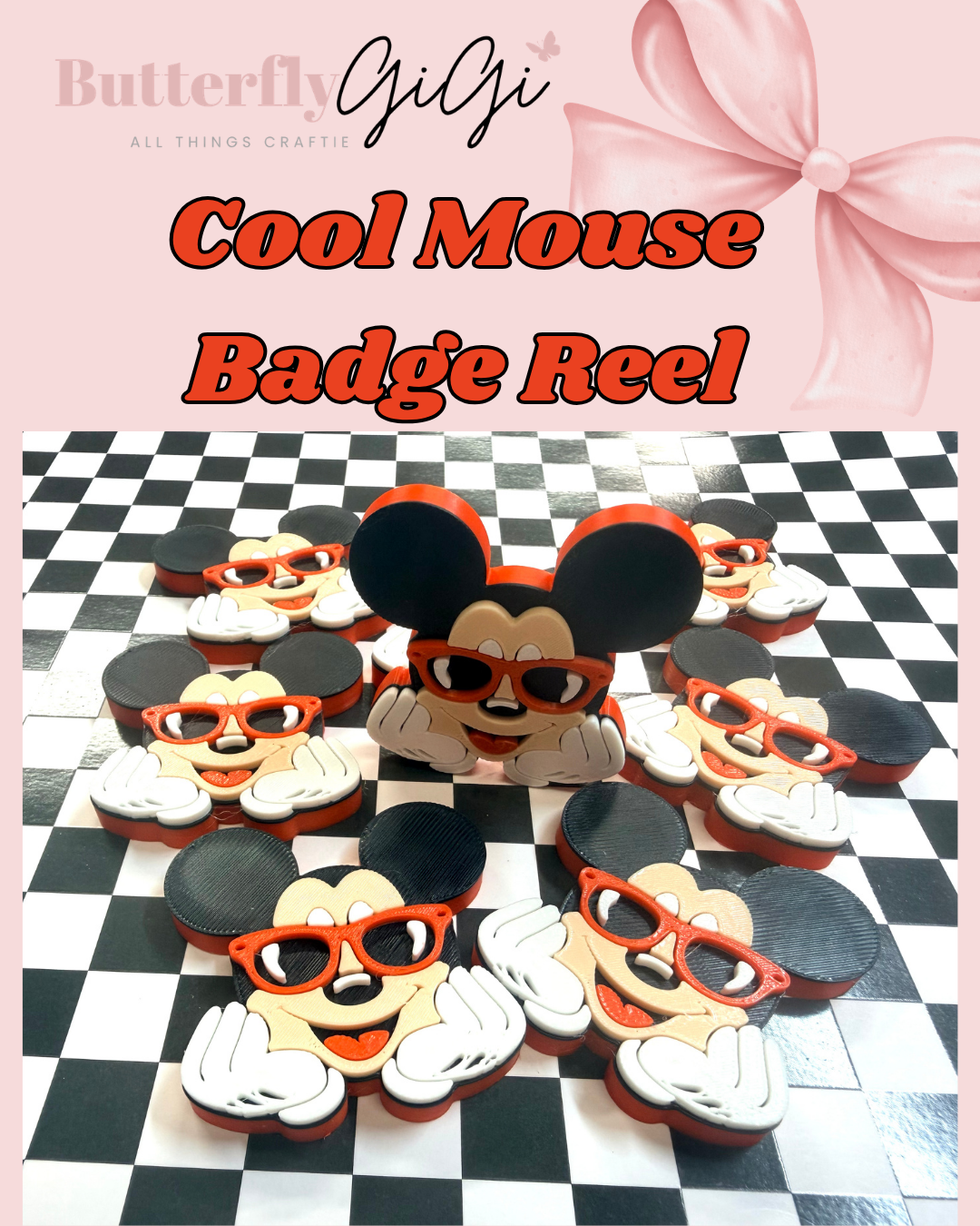 Cool Mouse Badge Reel Attachment 3D Printed