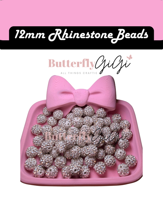 WHITE 12mm Rhinestone Beads