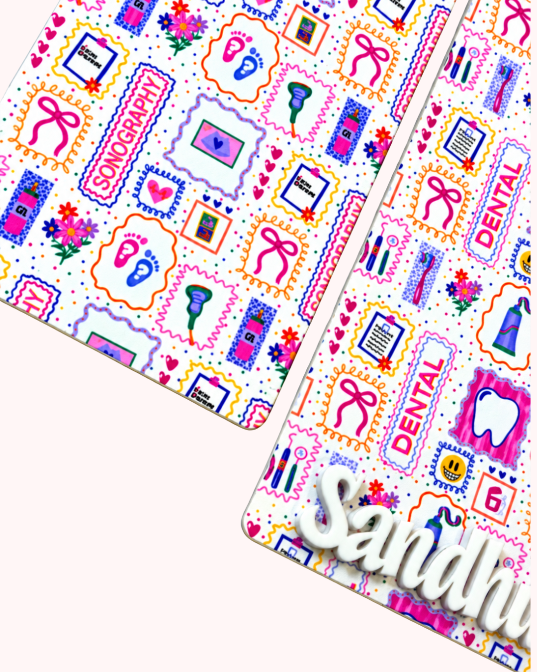 Medical Scallop Badge Buddy Custom Acrylic Design Sonography Dental