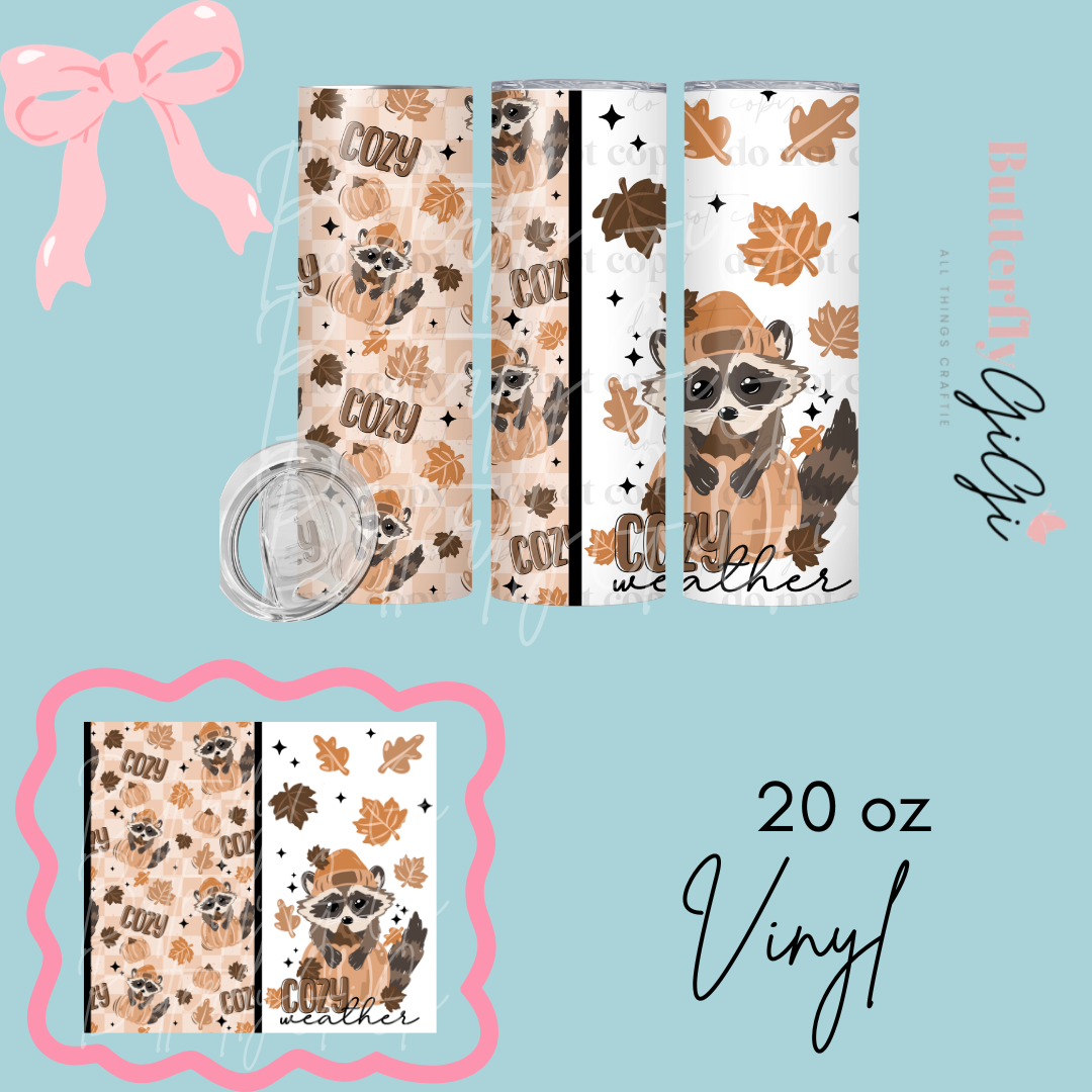 Cozy Weather Raccoon Cozy 20oz Vinyl Wrap