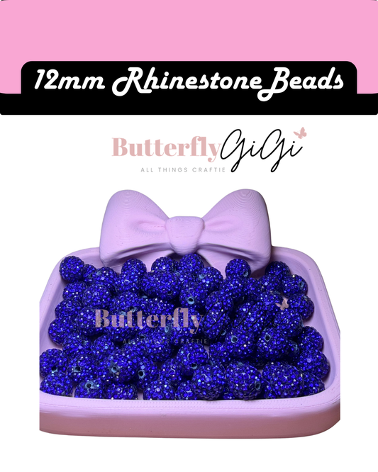 BLUE 12mm Rhinestone Beads