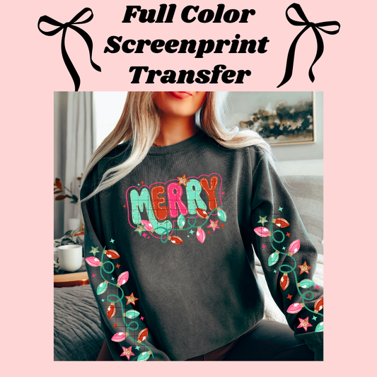 DTF Transfer Merry Lights with Sleeves