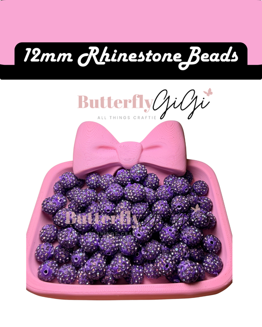 PURPLE 12mm Rhinestone Beads