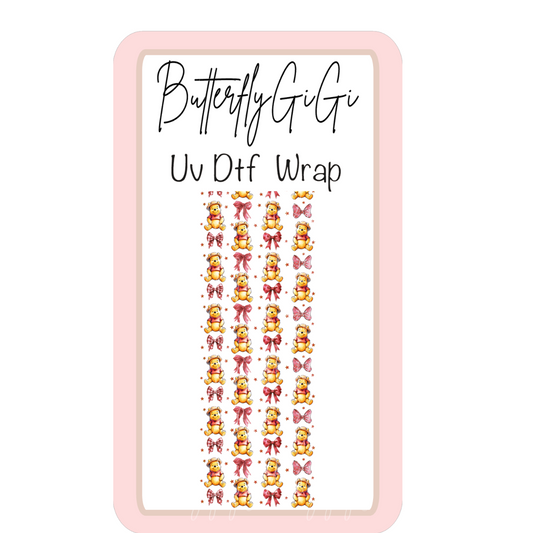 Wrap Bear red Coquette UV Dtf