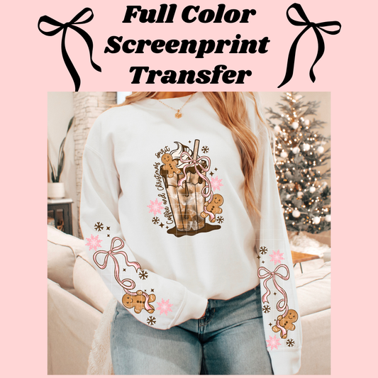 DTF Transfer Coffee and Christmas Spirit with Sleeves