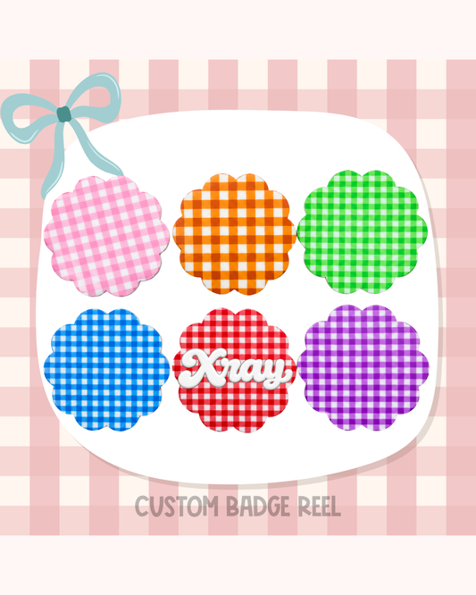 Gingham Badge Reel Badge Buddy Custom Acrylic Design