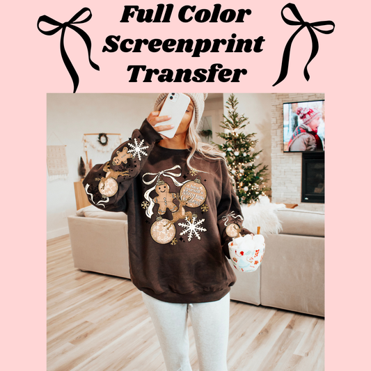 DTF Transfer Gingerbread Reindeer with Sleeves