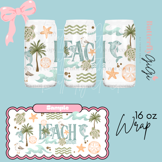 Beach 16oz UVDTF Wrap