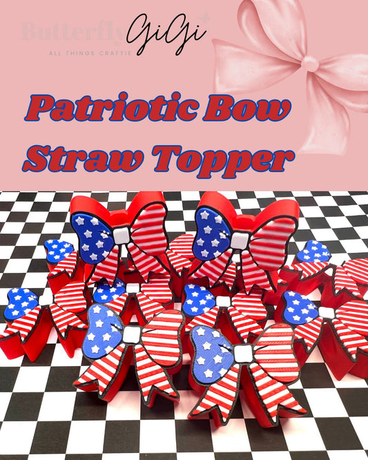 Patriotic Bow Straw Topper 3D Printed