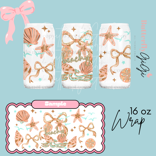 Beachy Bows and Shells 16oz UVDTF Wrap