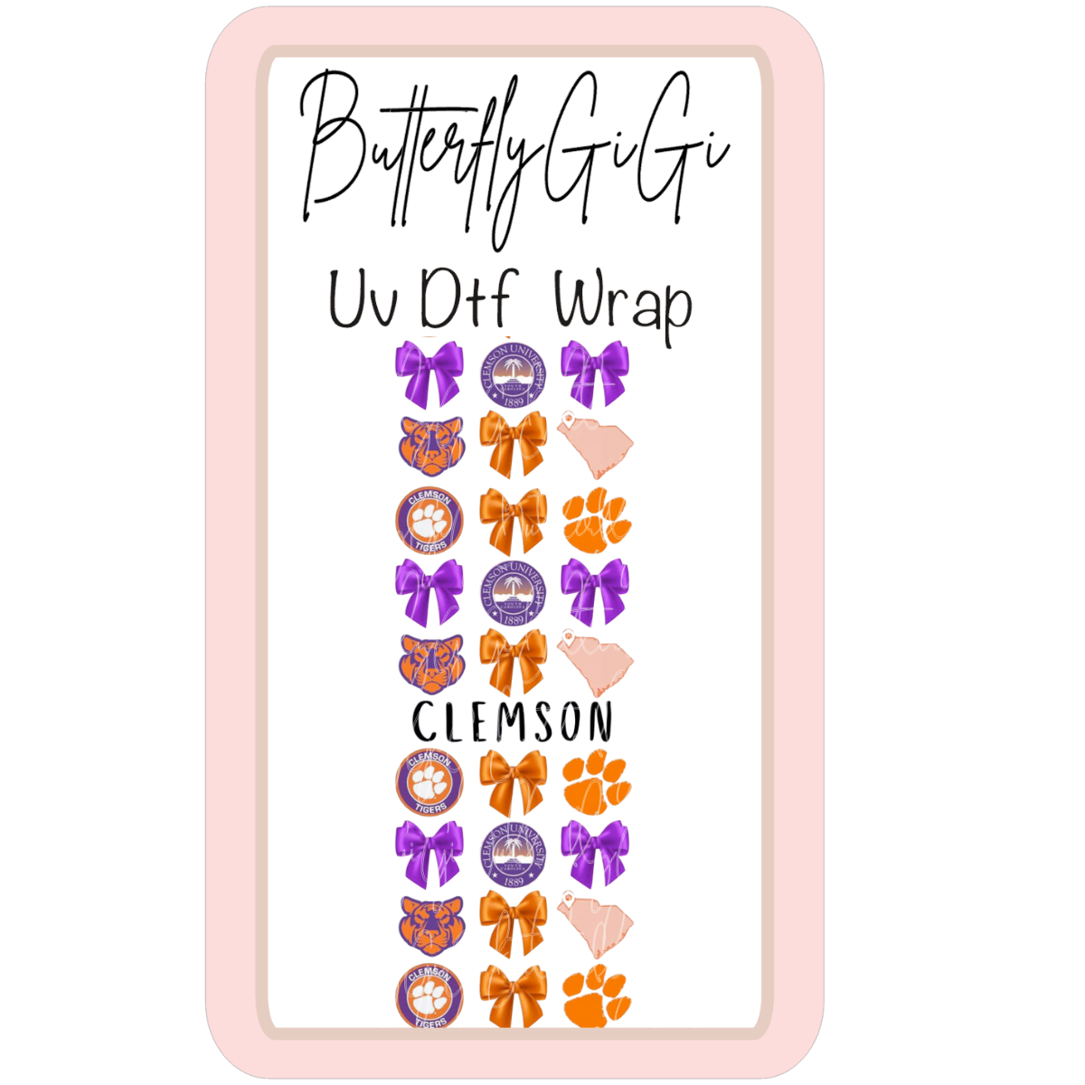 Wrap Clemson UV Dtf