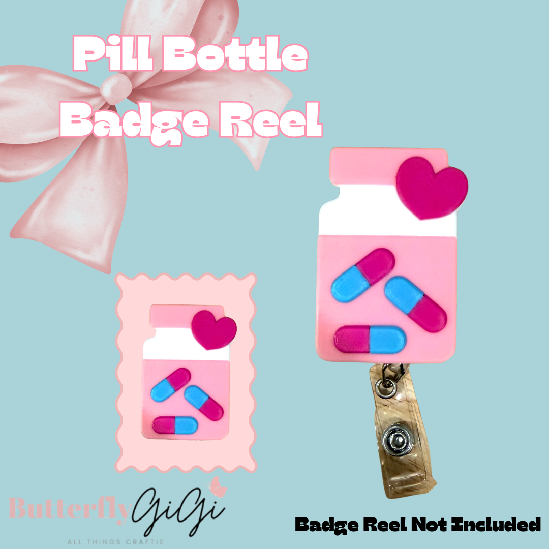 Pill Bottle Badge Reel Attachment 3D Printed