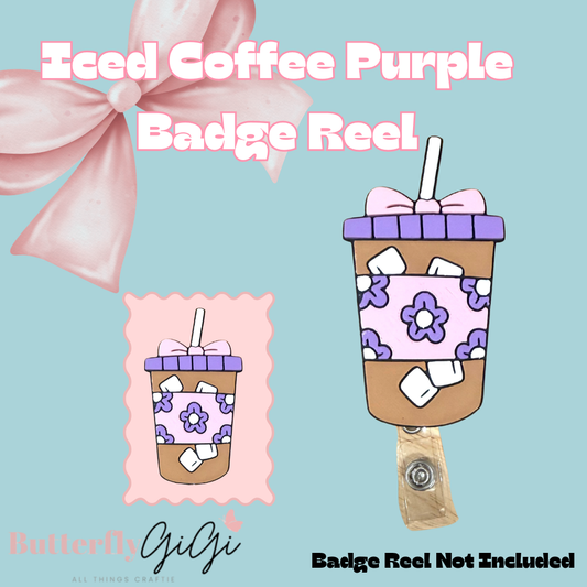 Iced Coffee Purple Badge Reel Attachment 3D Printed
