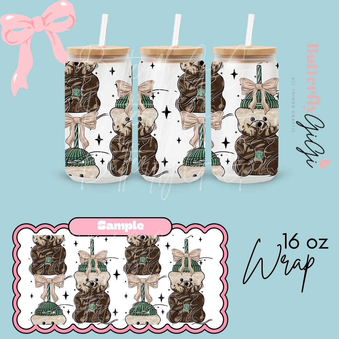 Coffee Bear 16oz UVDTF Wrap