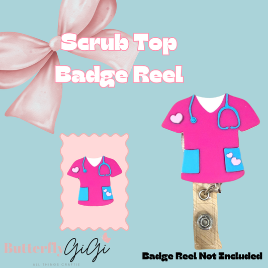 Scrub Top Badge Reel Attachment 3D Printed