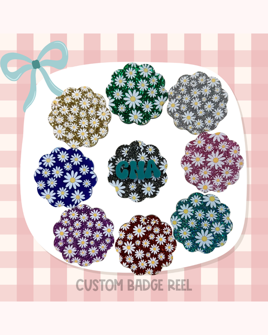 Daisies Badge Reel Acrylic Design