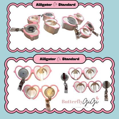 Heart Glasses Badge Reel Holder 3D Printed