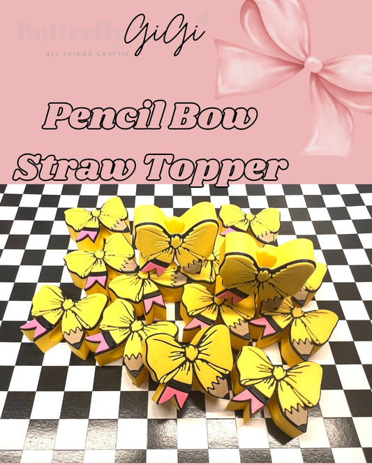 Pencil Bow Straw Topper 3D Printed