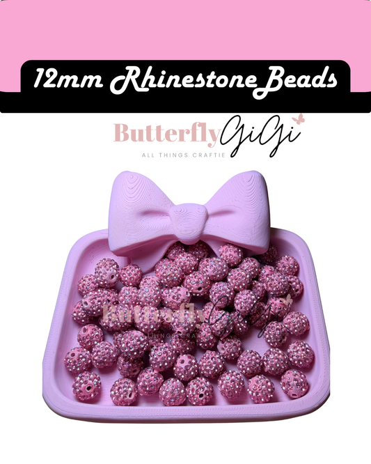 PINK 12mm Rhinestone Beads