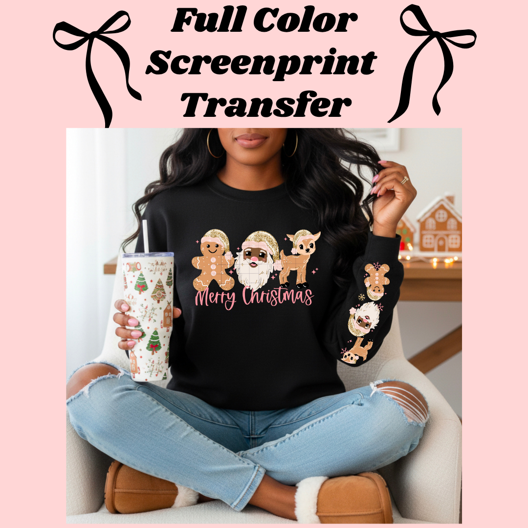 DTF Transfer Merry Christmas with Sleeves