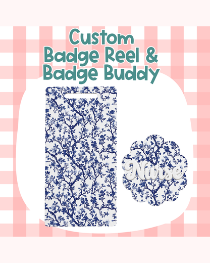 Dark Blue Chinoiserie Badge Custom Acrylic Design