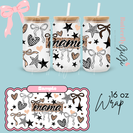 Mama Cheetah Bow 16oz UVDTF Wrap