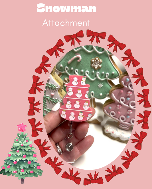 Snowman Badge Reel Attachment Acrylic