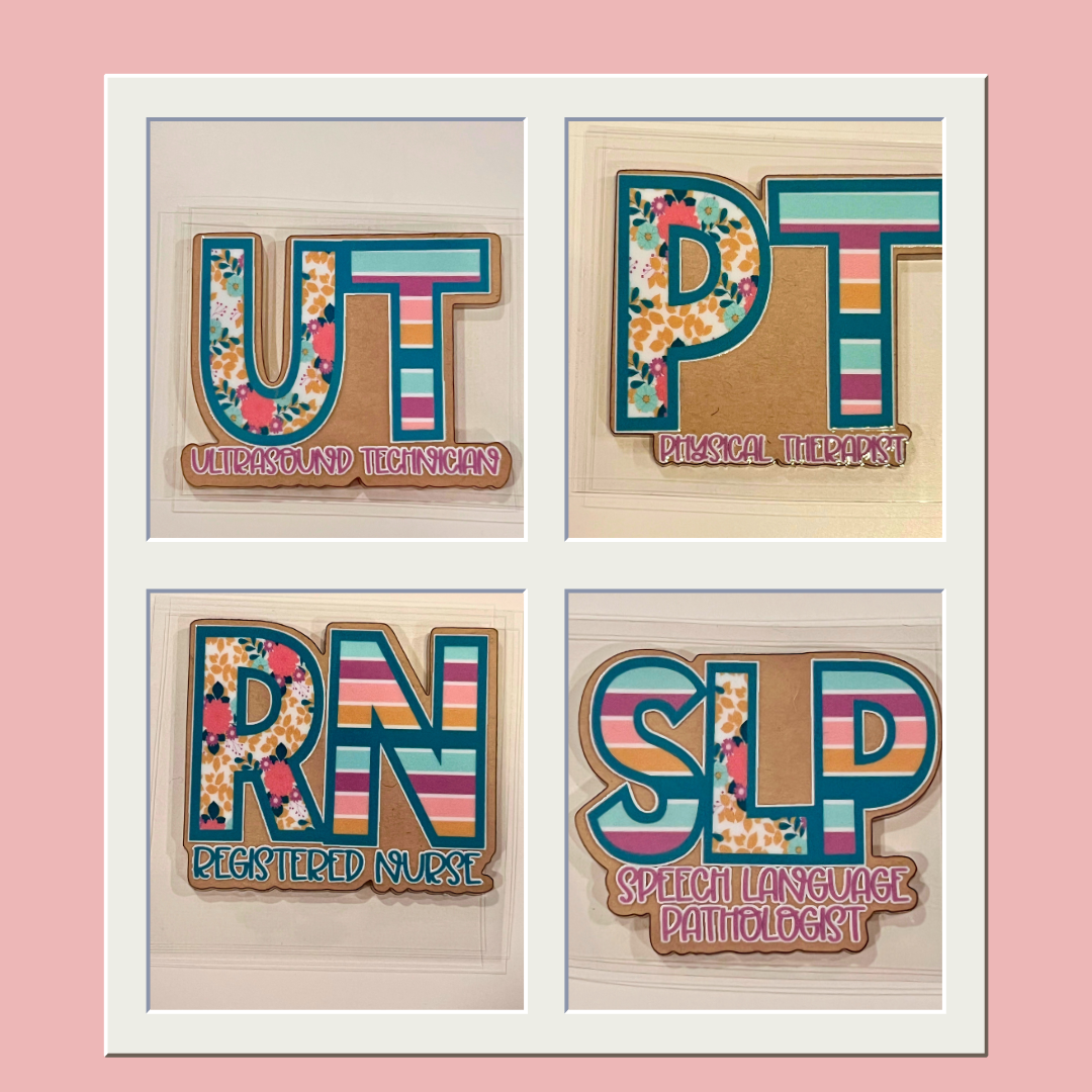 UVDTF Medical Striped Floral Occupation Title