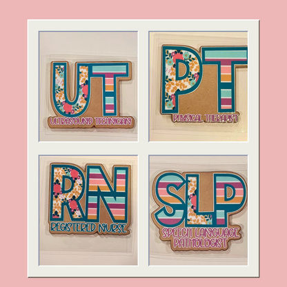 UVDTF Medical Striped Floral Occupation Title