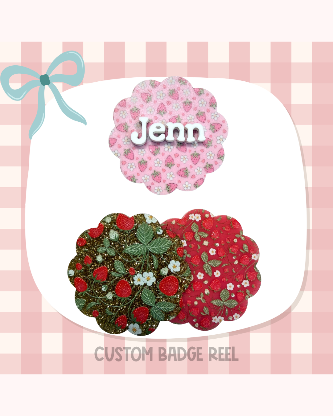 Strawberries Badge Reel Acrylic Design