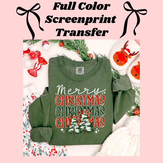 DTF Transfer Merry Christmas Pine Trees