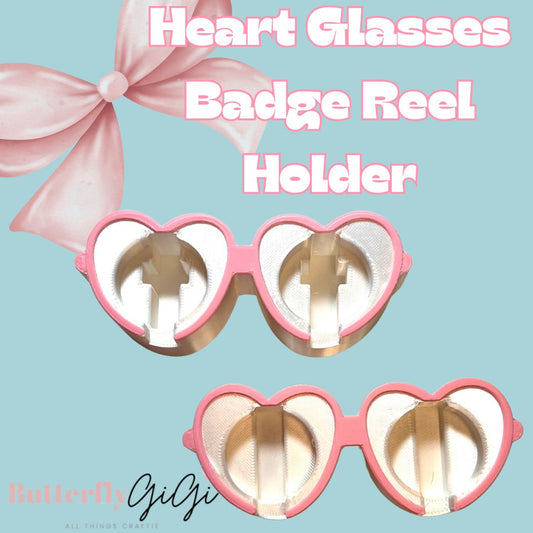 Heart Glasses Badge Reel Holder 3D Printed