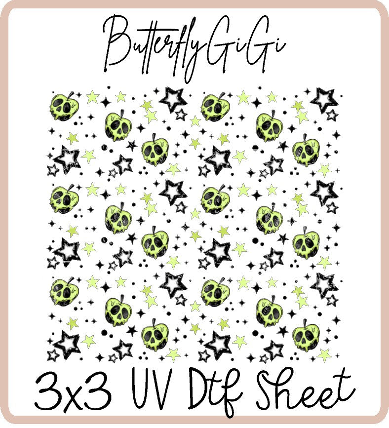 Apple Skull Uv Dtf Sheet