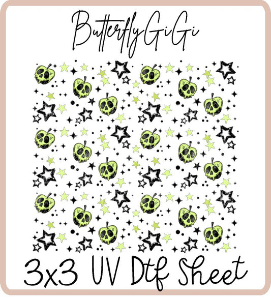 Apple Skull Uv Dtf Sheet
