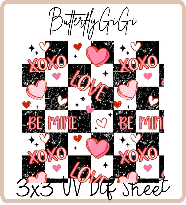 Be Mine Checkered Uv Dtf SHEET
