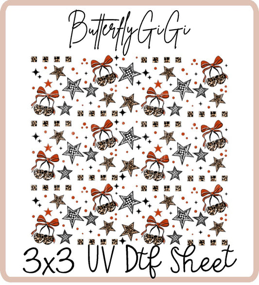 Checkered Leopard Cherry  Uv Dtf Sheet