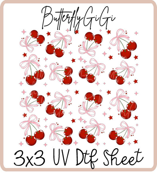 Cherry Bows Uv Dtf SHEET