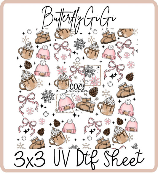 Christmas Cozy Season PinkUV Dtf SHEET
